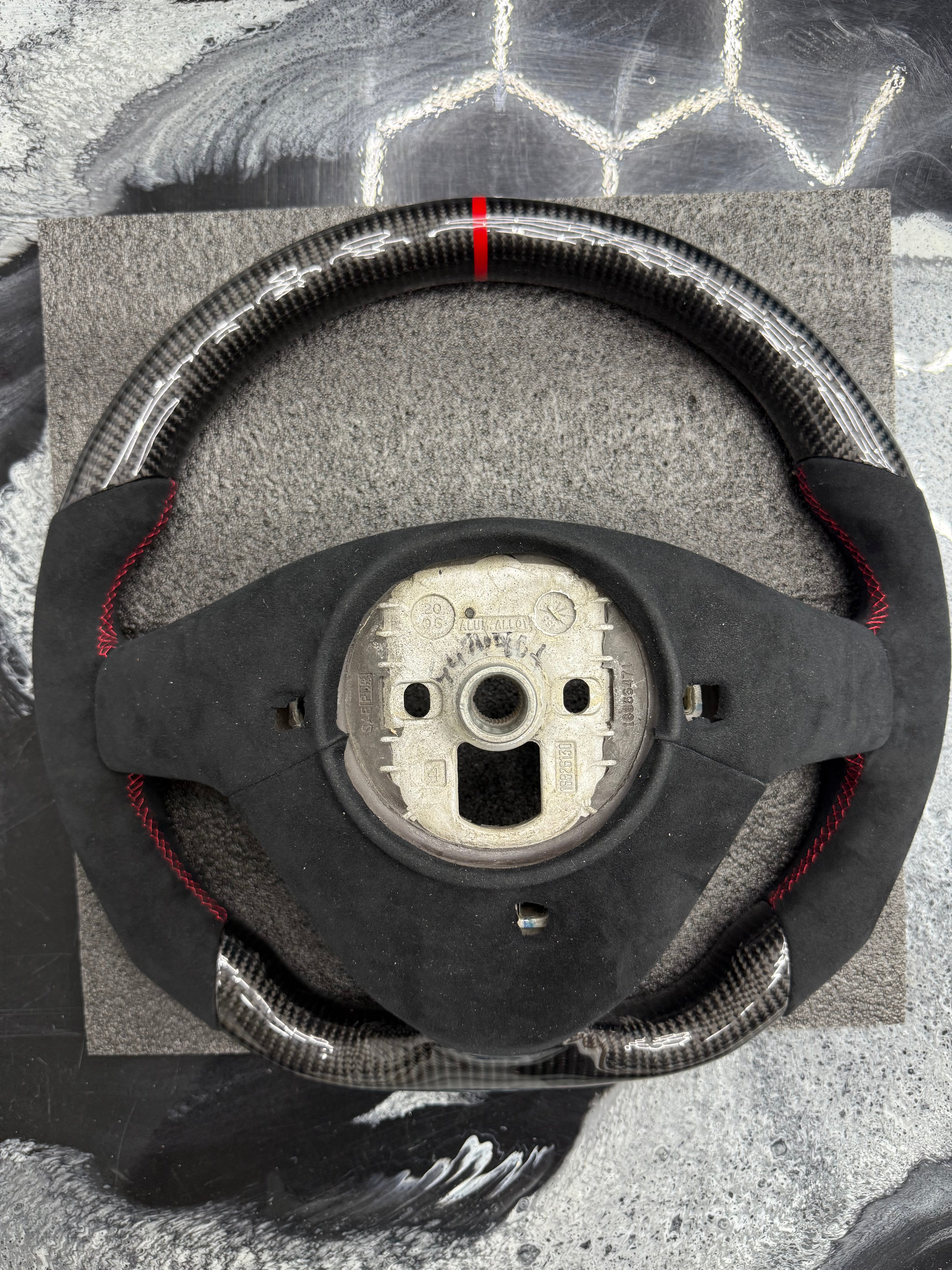 2003 - 2008 CTS, CTS-V V1 Custom Carbon Fiber Steering Wheel with Alcantara Suede Hand Grips / Carbon Fiber Rear Cover